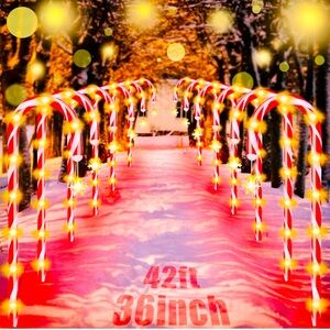 NIB 12 Pack of 30” LED Candy Cane Pathway Lights Xmas Decorations